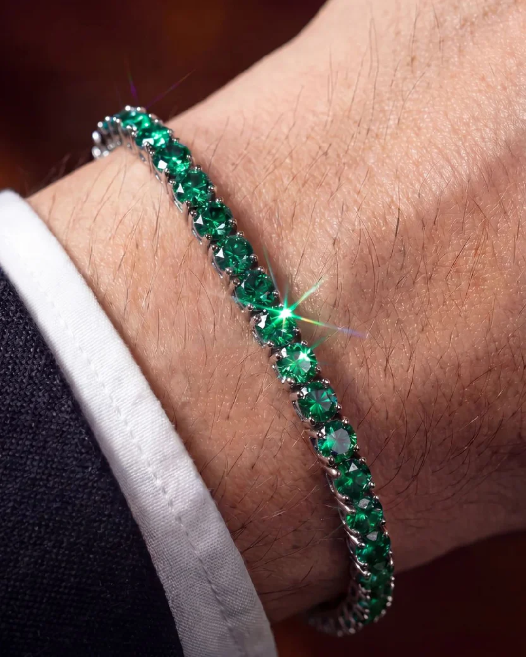 Tennis Bracelet | Emerald Green Silver