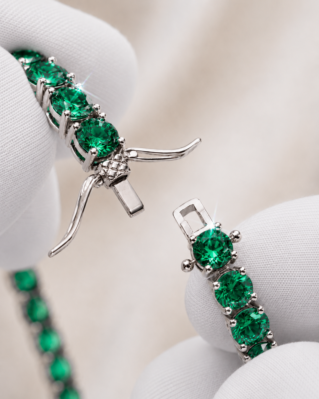 Tennis Bracelet | Emerald Green Silver