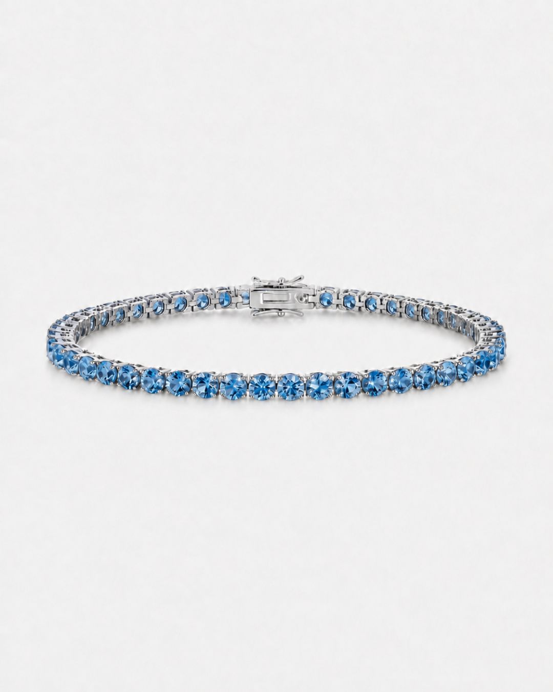 Tennis Bracelet | Aquamarine Blue Silver