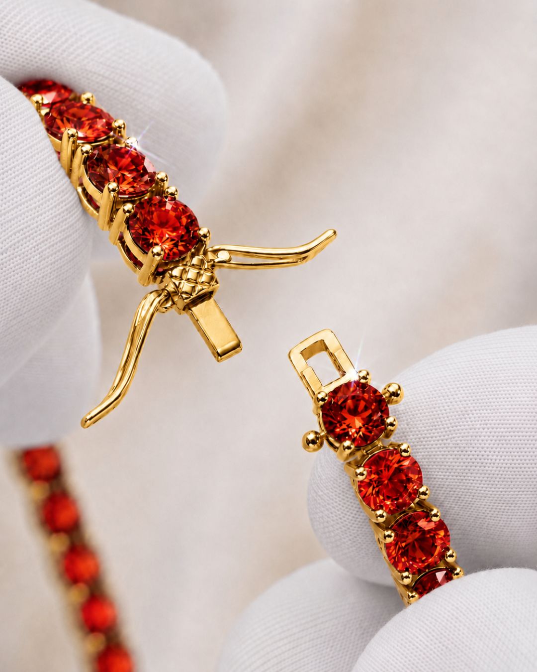 Tennis Bracelet | Ruby Red 14K Gold
