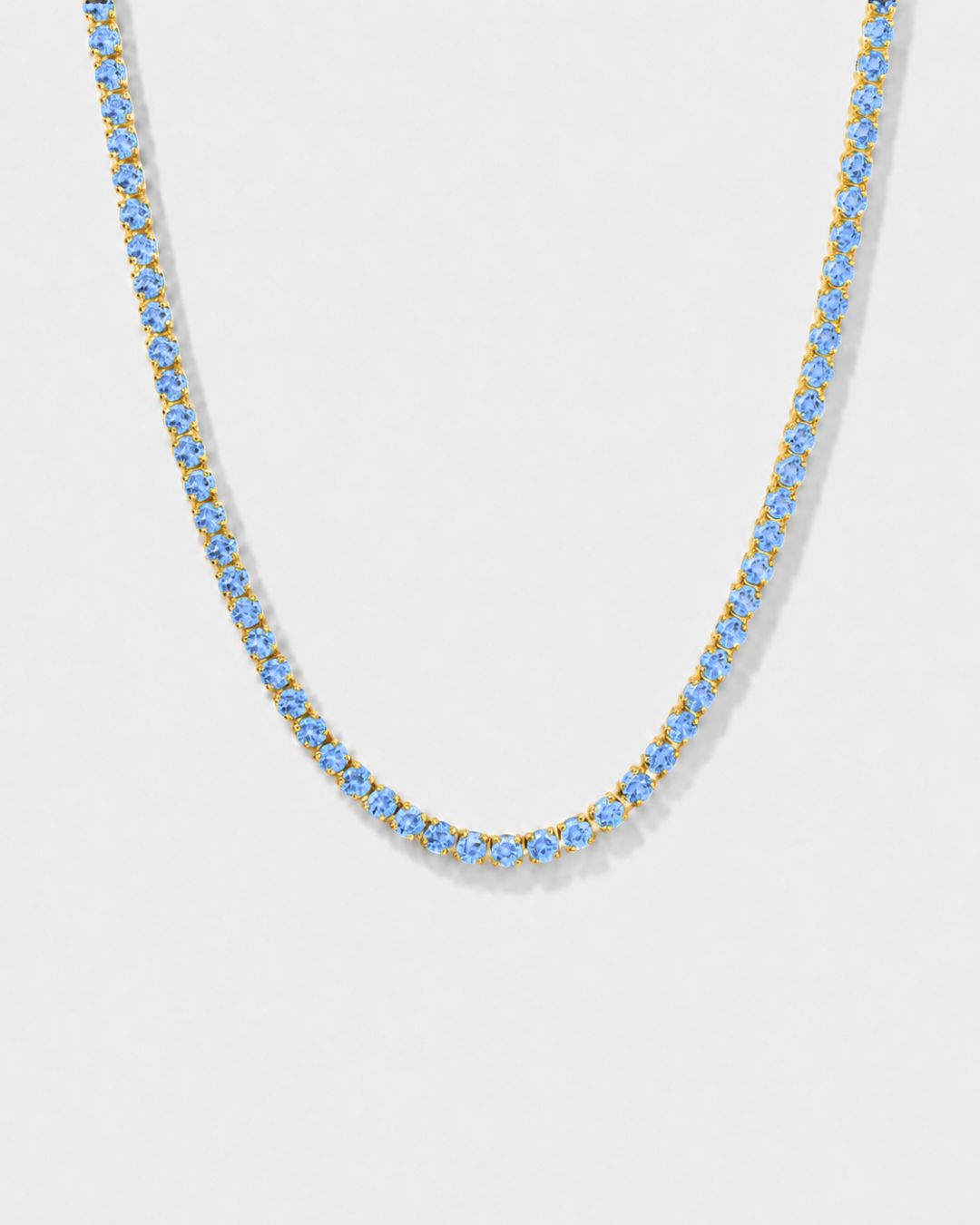 Tennis Necklace | Aquamarine Blue 14K Gold