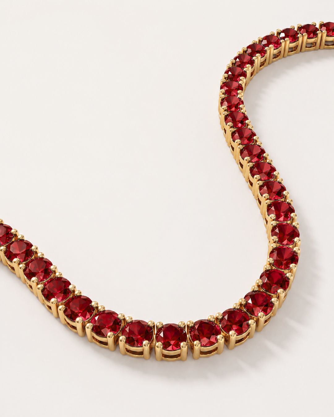 Tennis Necklace | Ruby Red 14K Gold