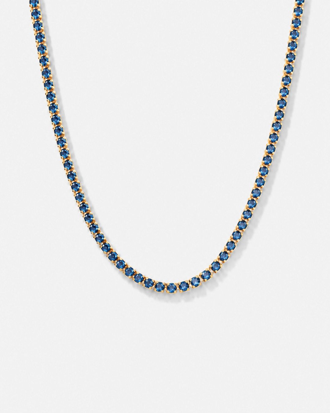 Tennis Necklace | Sapphire Blue 14K Gold