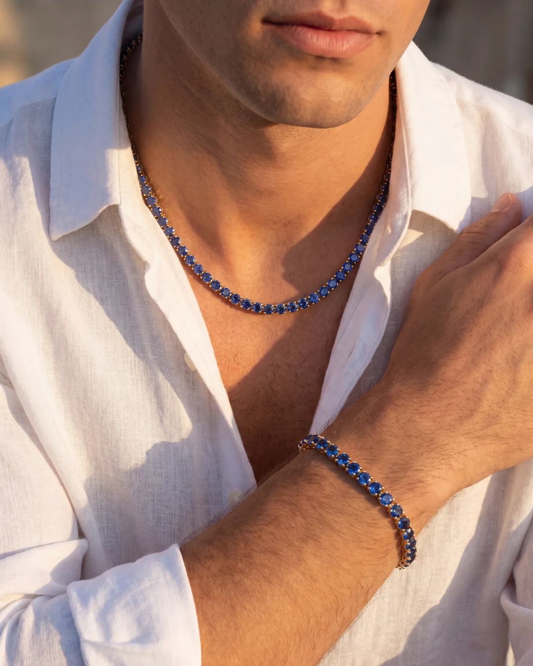 Tennis Necklace | Sapphire Blue 14K Gold
