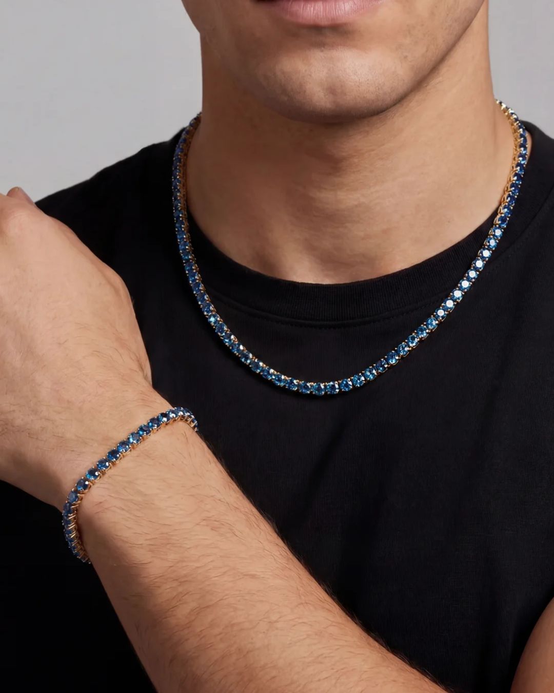 Tennis Necklace | Sapphire Blue 14K Gold