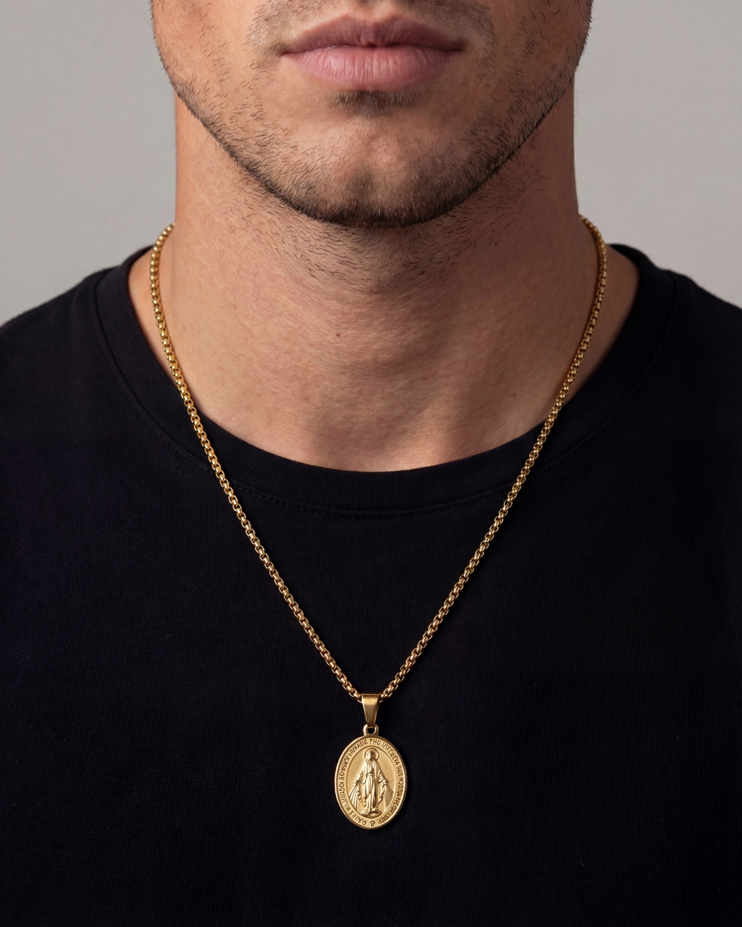 Virgin Maria Pendant Chain | Gold