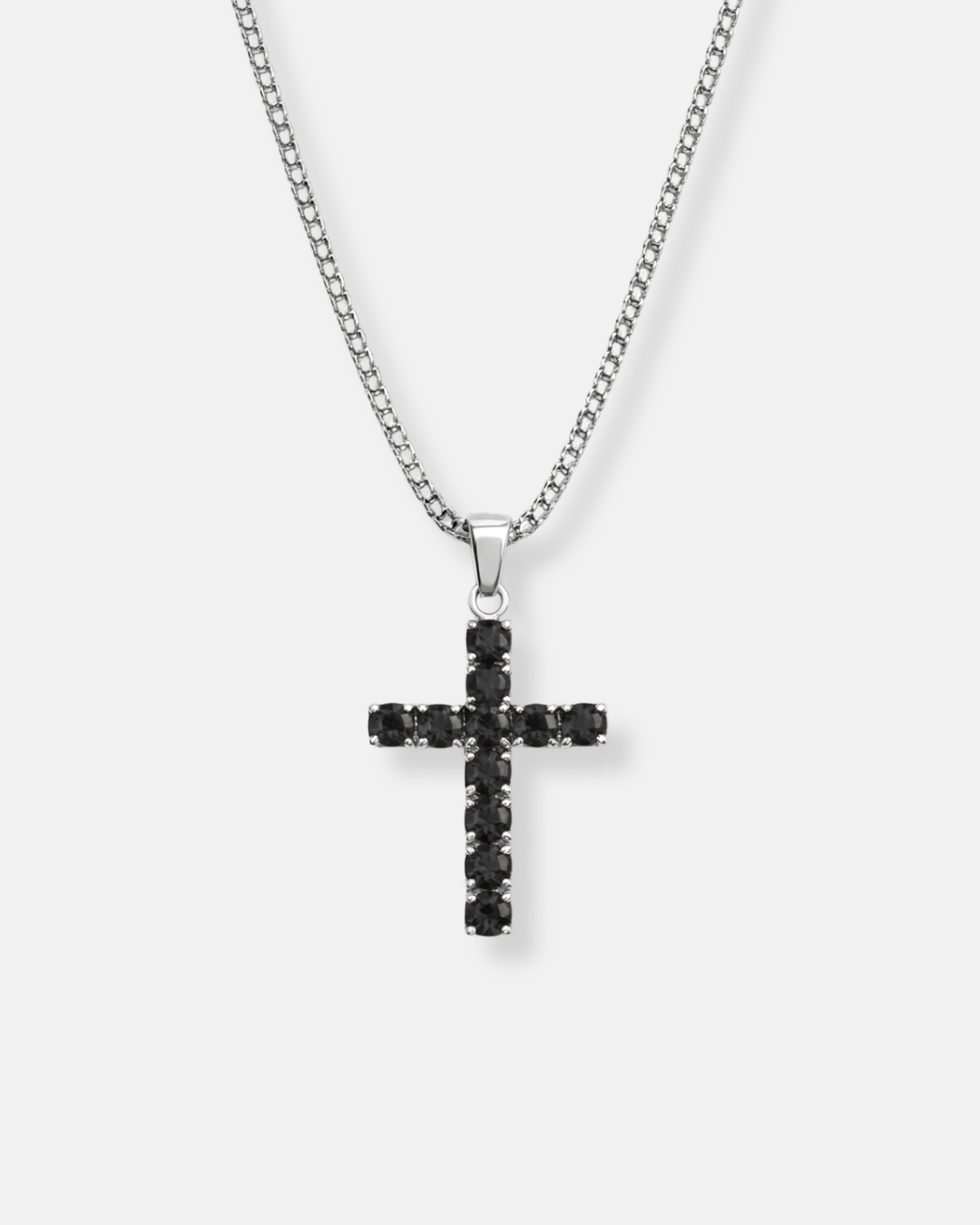 Zirconia Cross Necklace | Onyx Black