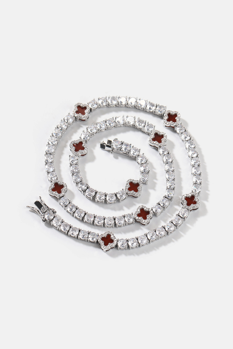 Clover Necklace | Burgundy Silver