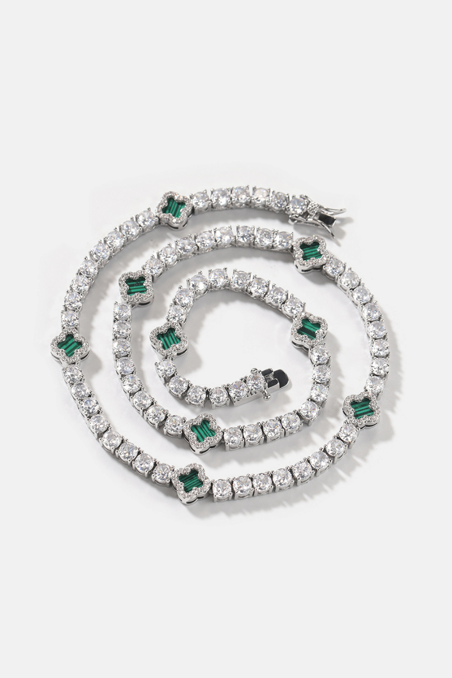 Clover Necklace | Malachite Silver