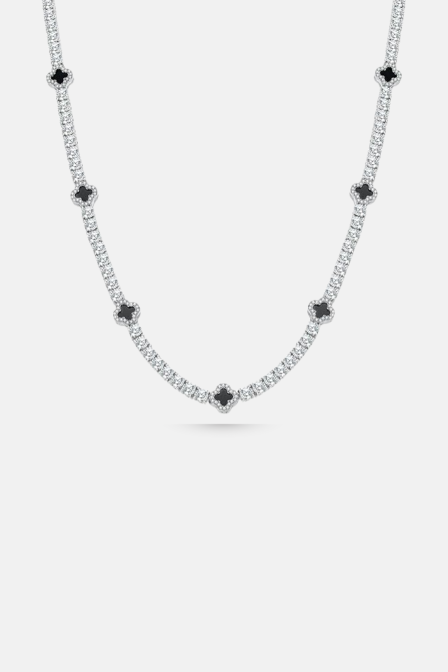 Clover Necklace | Onyx Black Silver