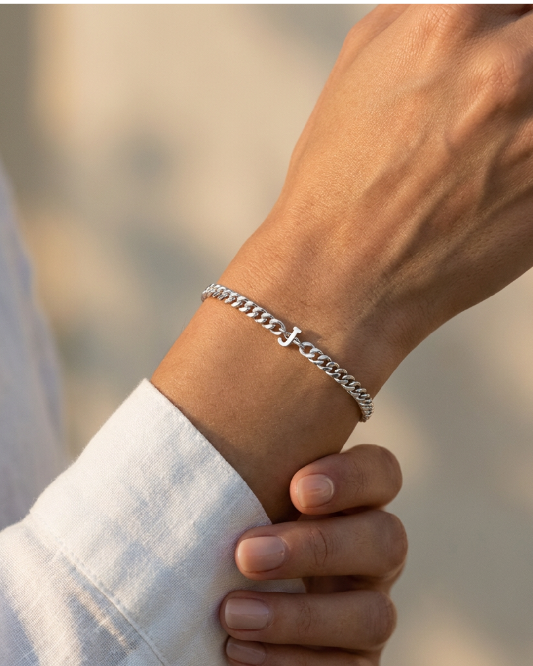 Cuban Bracelet Initial | Silver