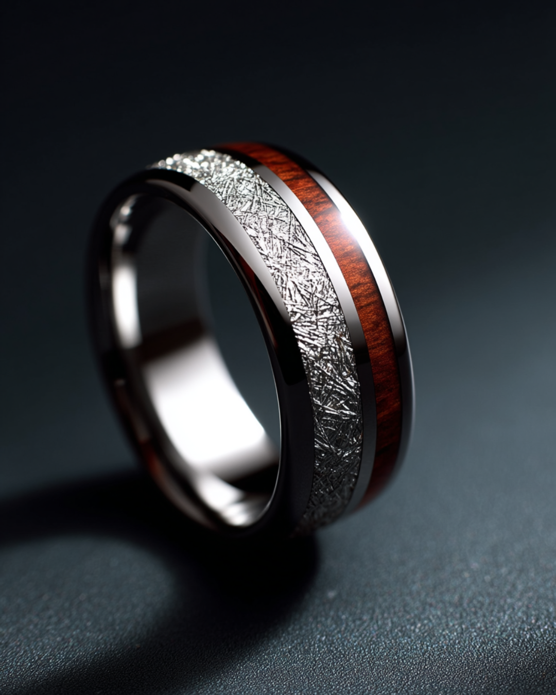 Duo Marée Acacia Ring | Natural Wood Inlay
