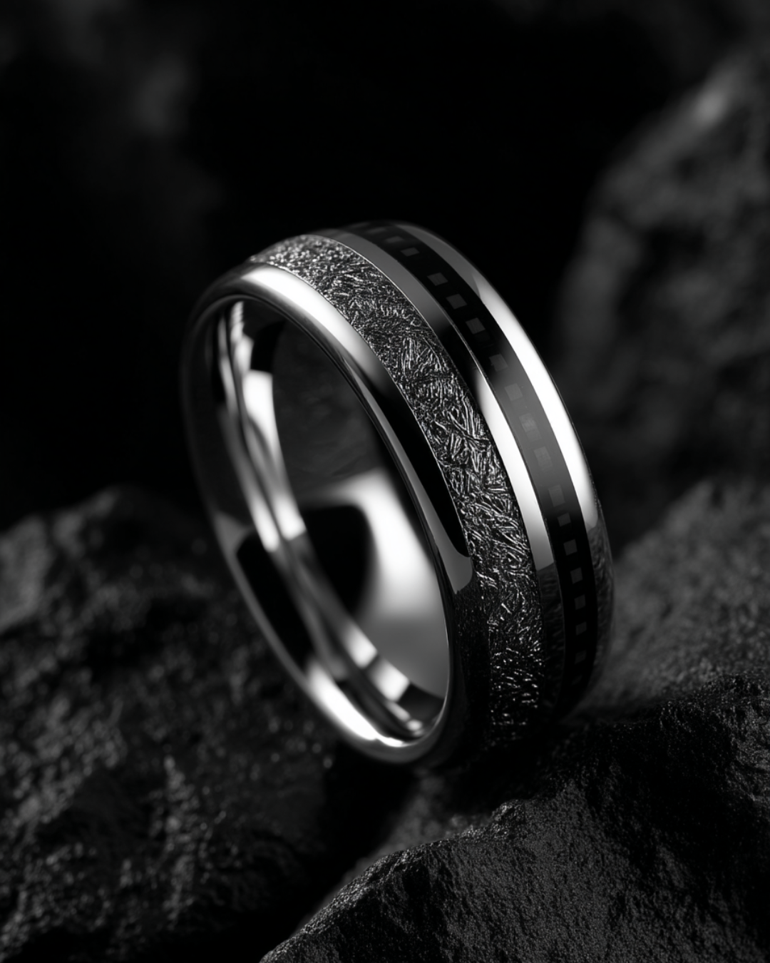 Duo Marée Carbon Ring | Black Carbon Inlay