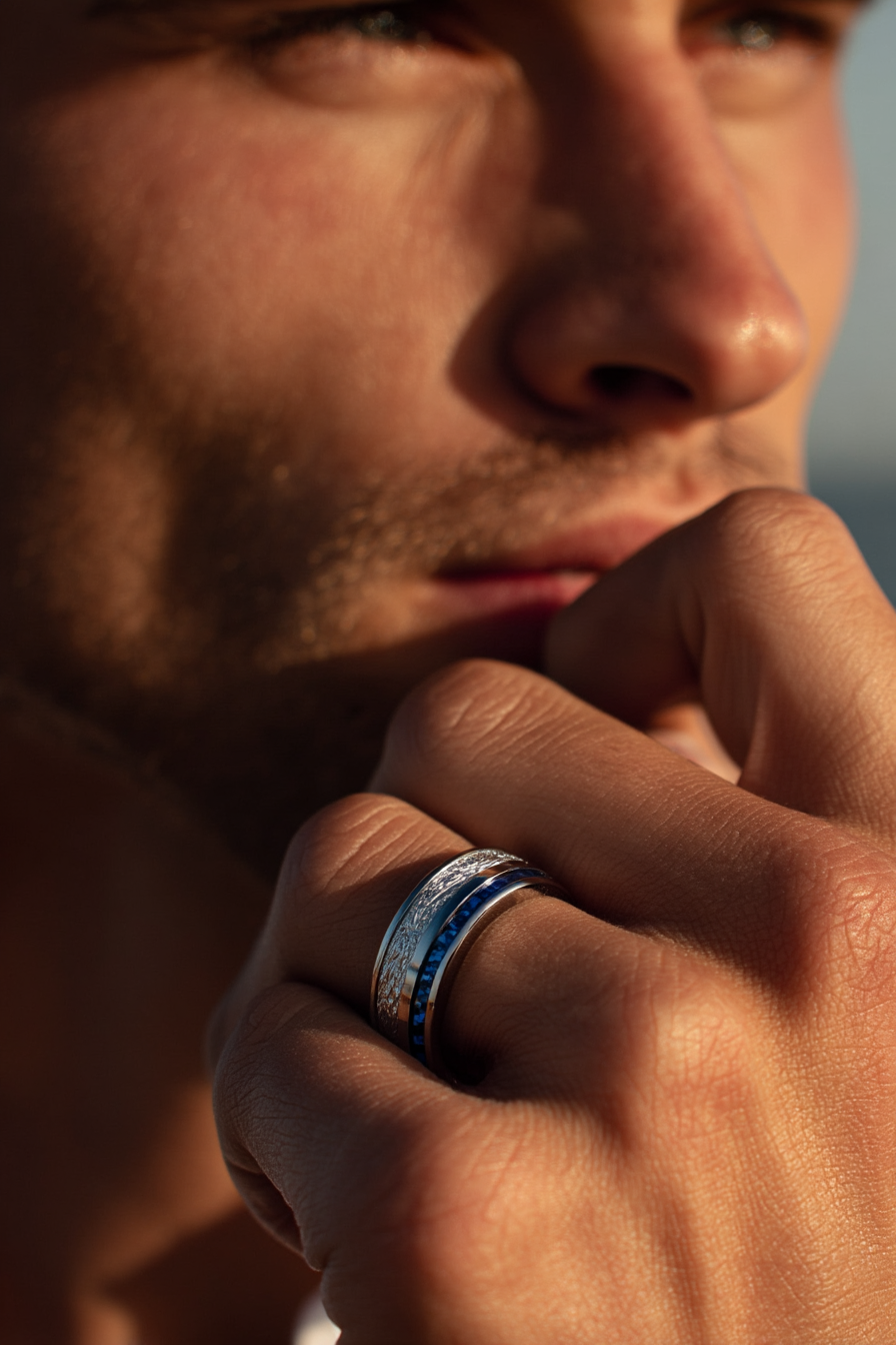 Duo Marée Ring | Blue Carbon