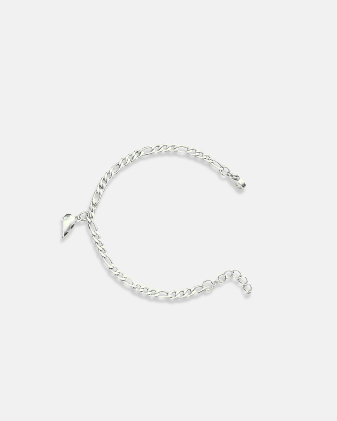 Magnetic Heart Cuban Chain Bracelet | Silver