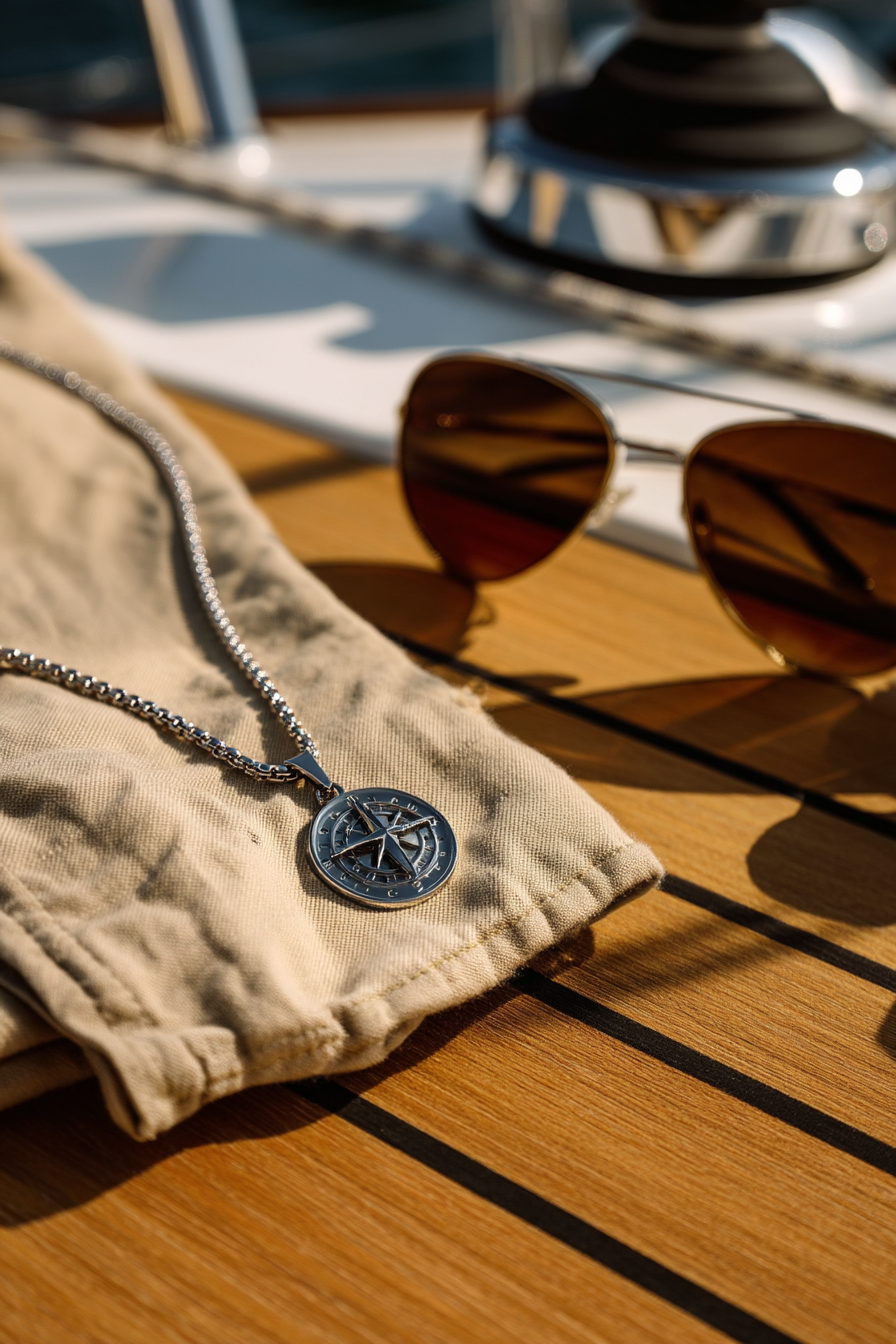 Compass Necklace | Platinum