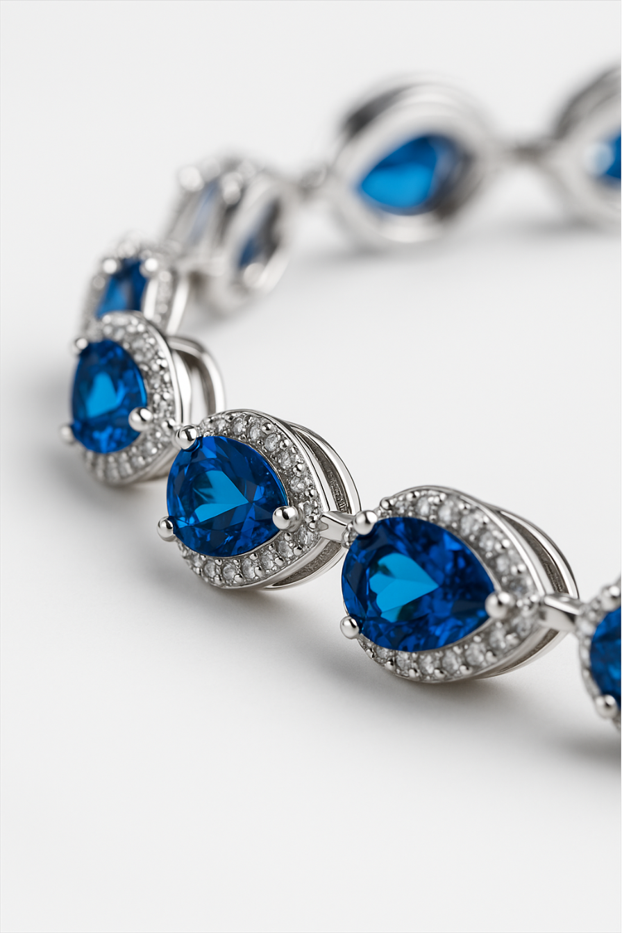 Teardrop Bracelet | Sapphire Blue Silver