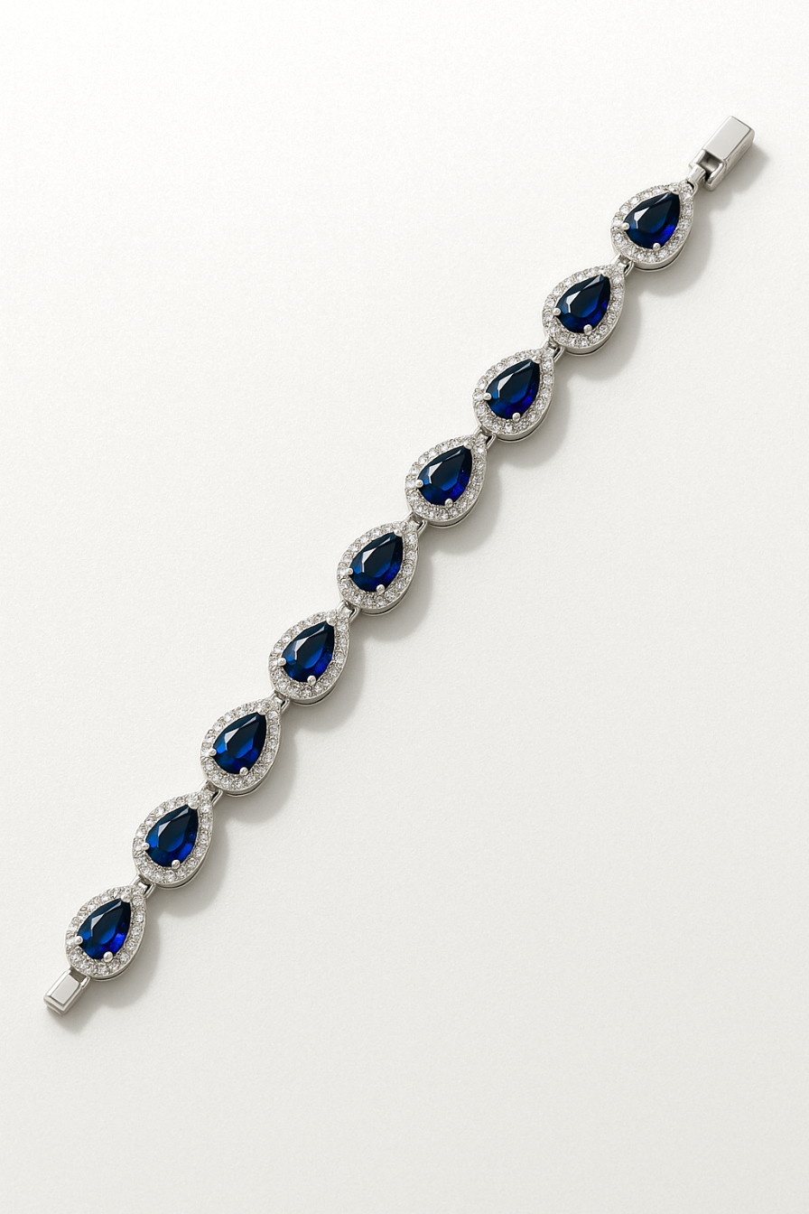 Teardrop Bracelet | Sapphire Blue Silver