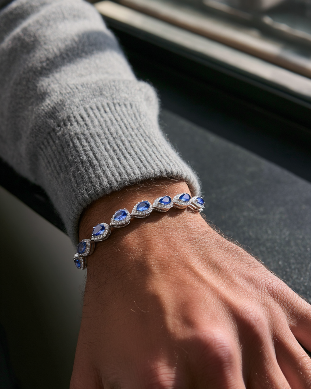 Teardrop Bracelet | Sapphire Blue Silver
