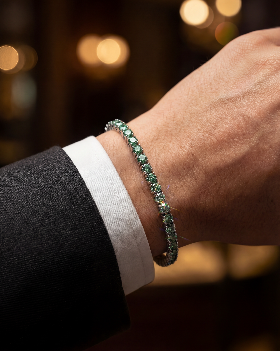Verdant Éclat Bracelet | Green Moissanite