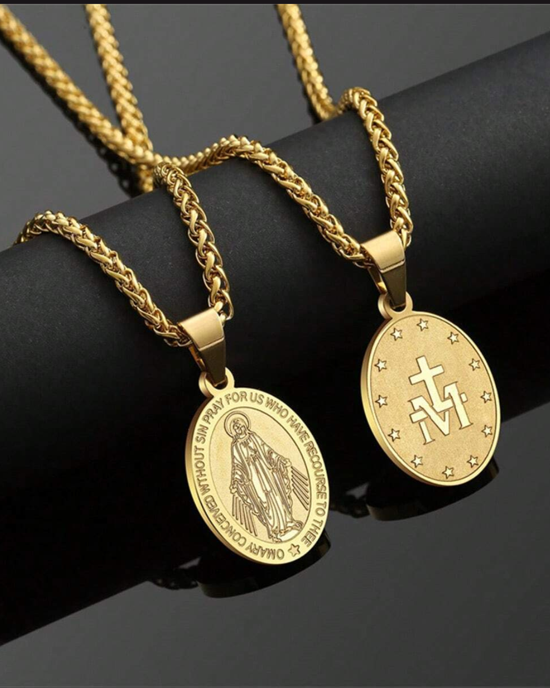 Virgin Maria Pendant Chain | Gold