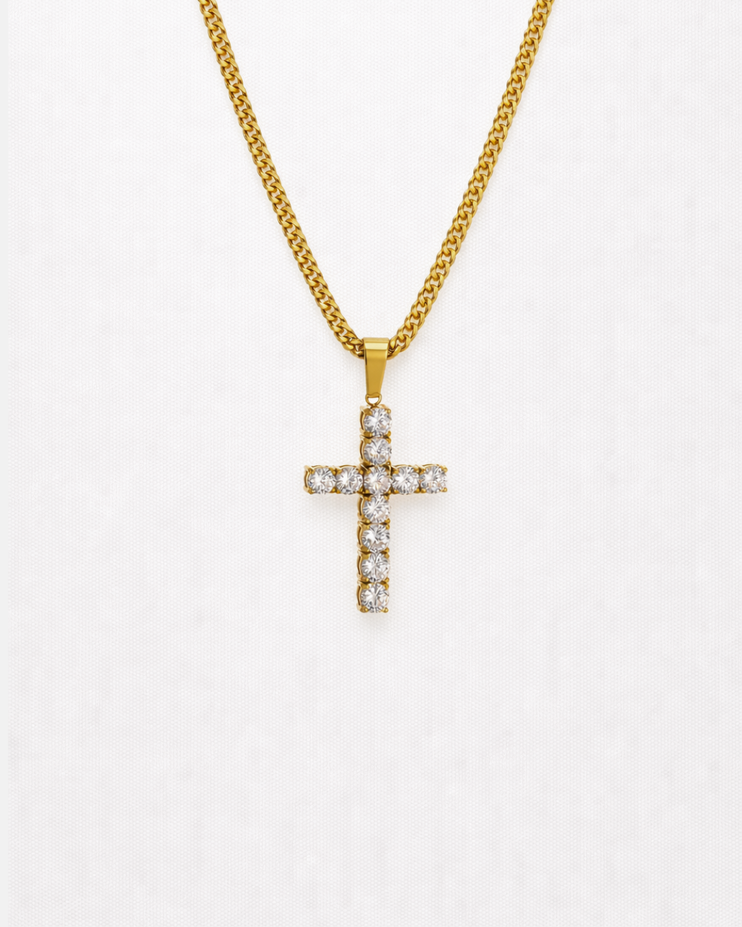 Zirconia Cross Necklace | Gold