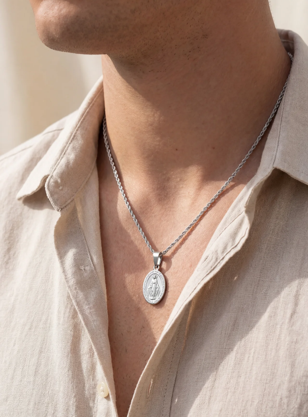 Virgin Maria Pendant Chain | Silver
