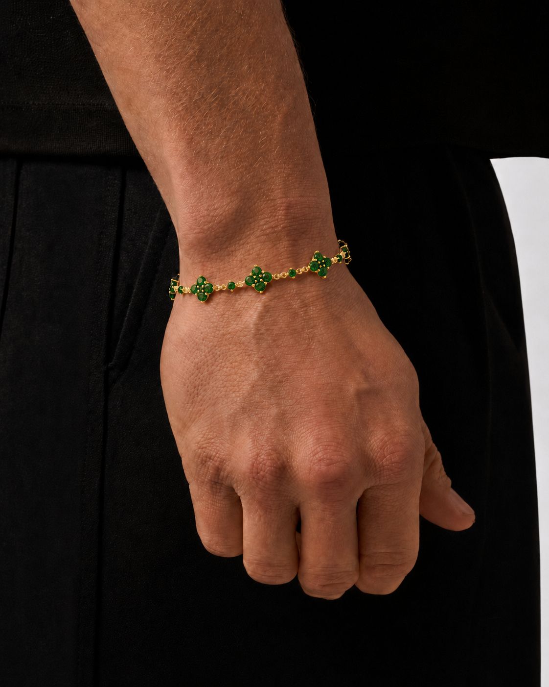 Fortuna Bracelet | Green Stone Gold