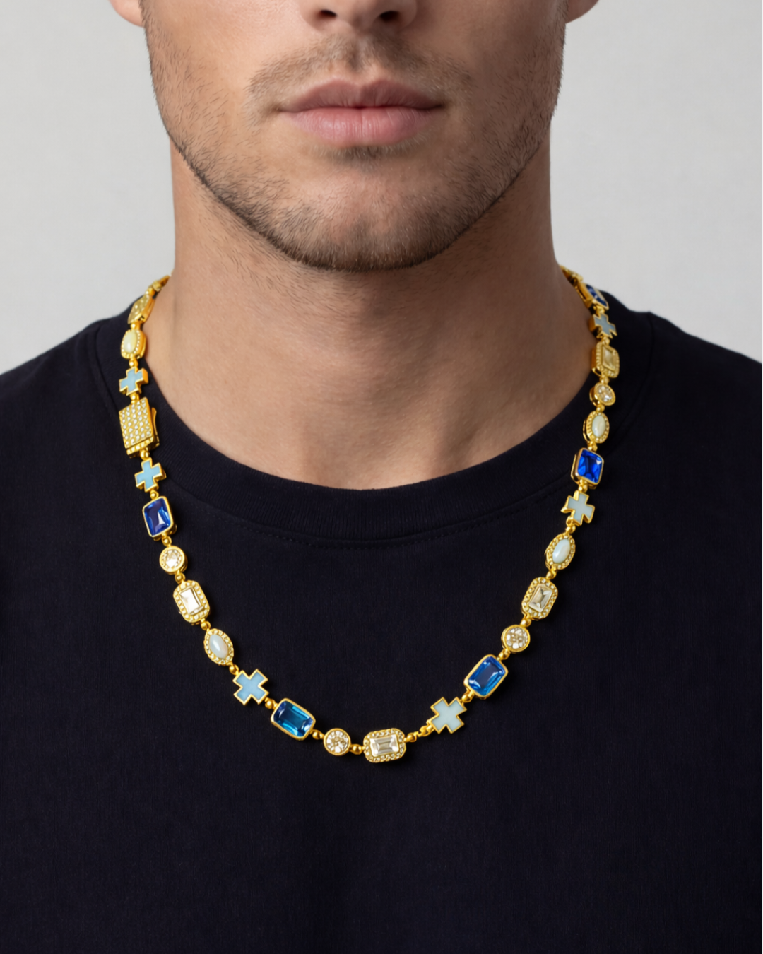Royal Azure Mosaic Necklace | 18K Gold