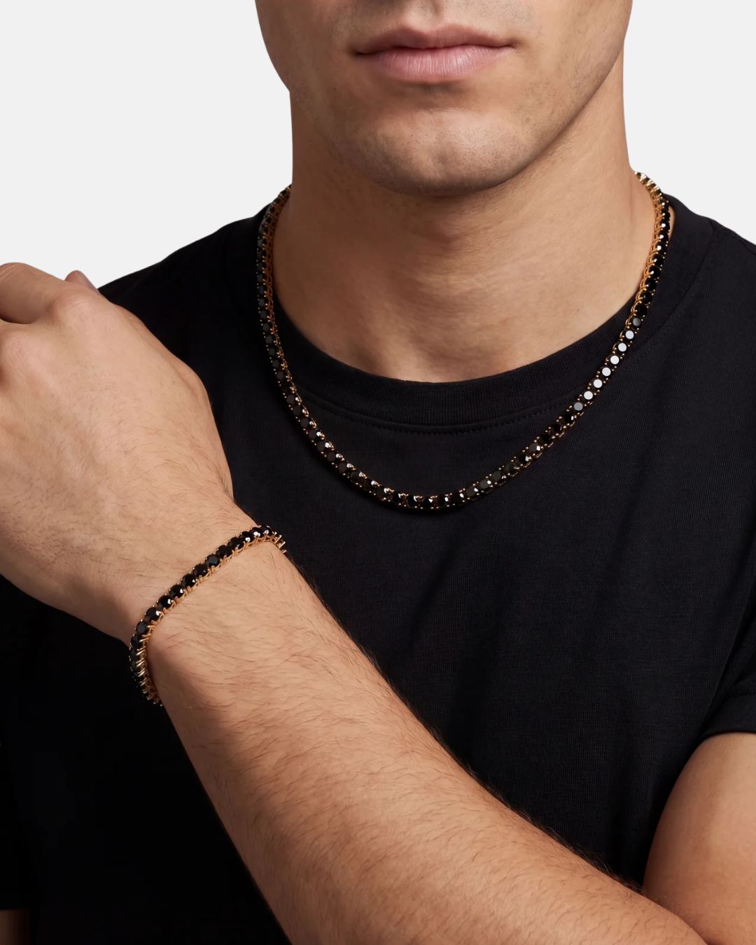 Tennis Necklace | Onyx Black 14K Gold