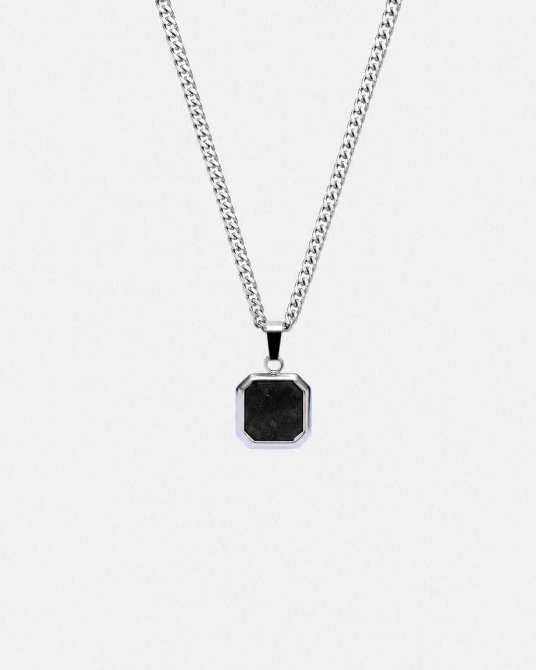 Black Onyx Pendant Necklace | Silver