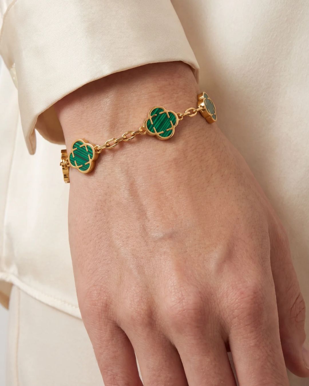 Charm Bracelet Malachite I Gold