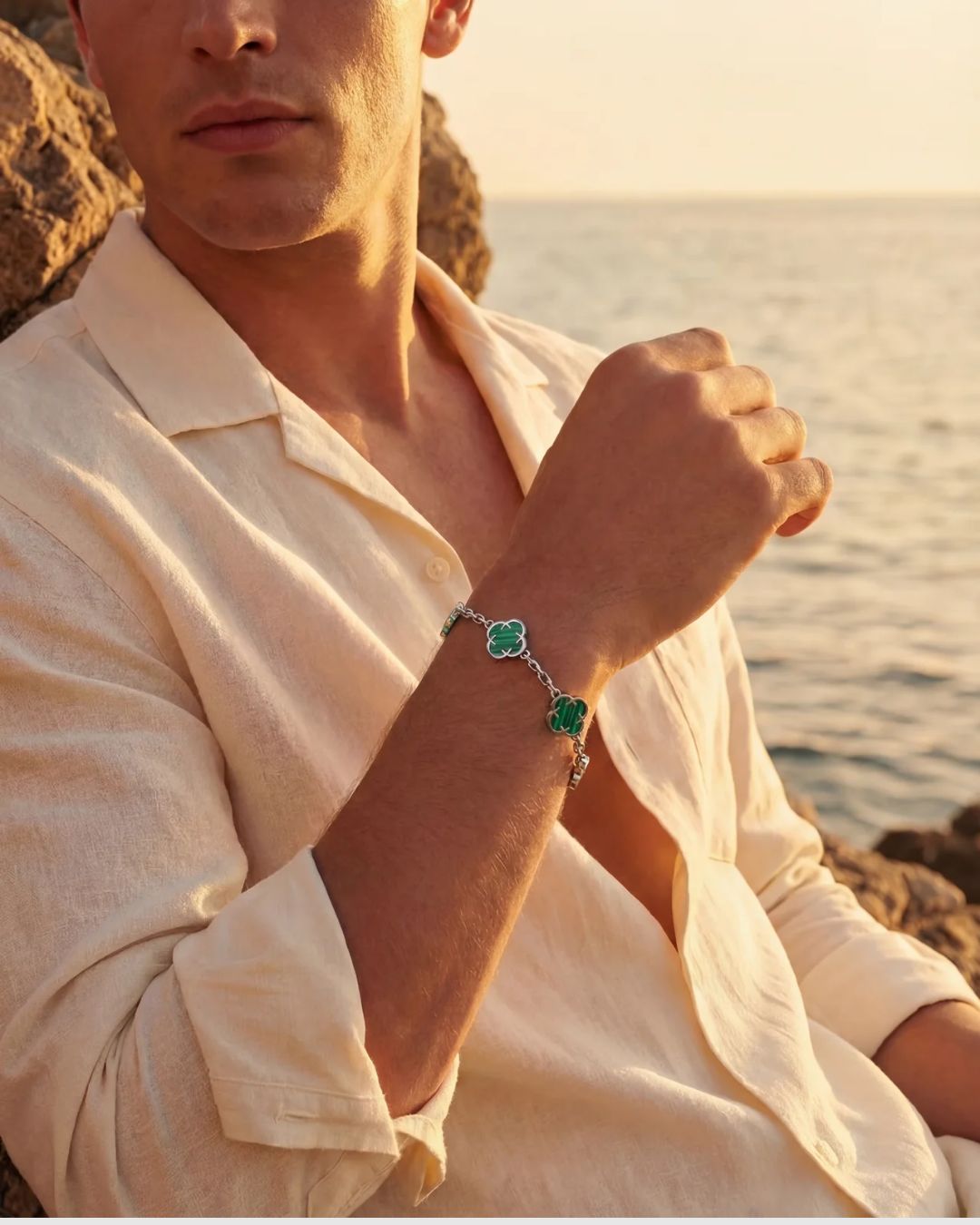Charm Bracelet | Malachite Silver