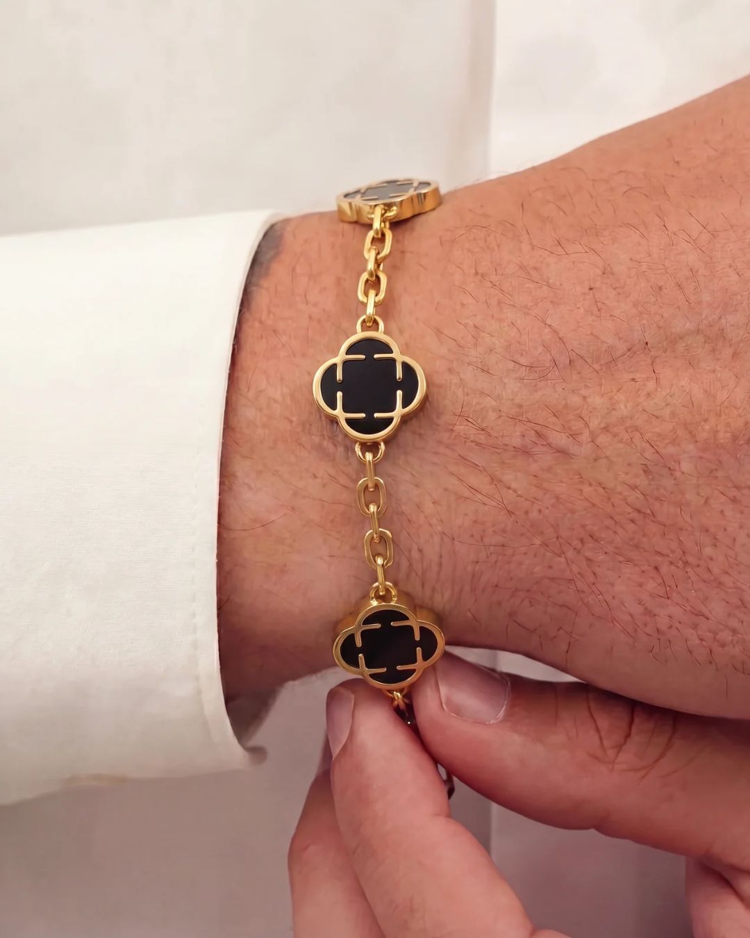 Charm Bracelet Onyx Black I Gold