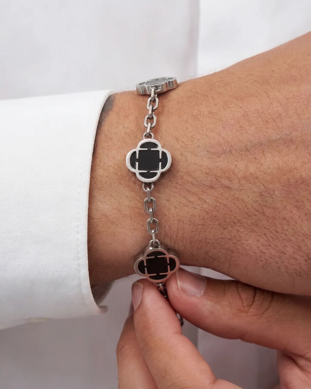 Charm Bracelet | Onyx Black Silver