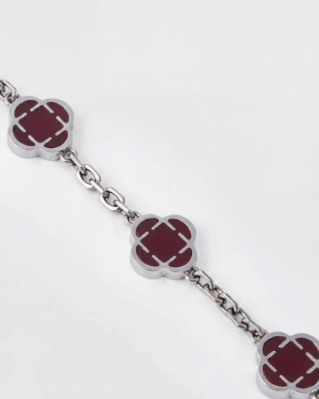 Charm Bracelet | Burgundy Red Silver