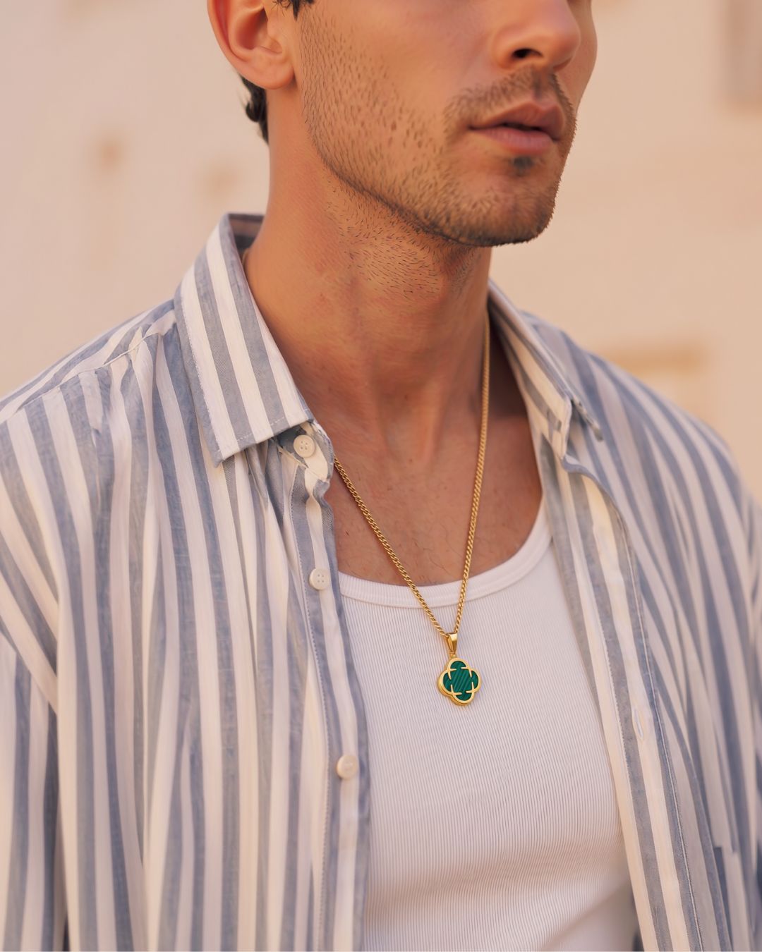 Charm Necklace | Malachite Gold