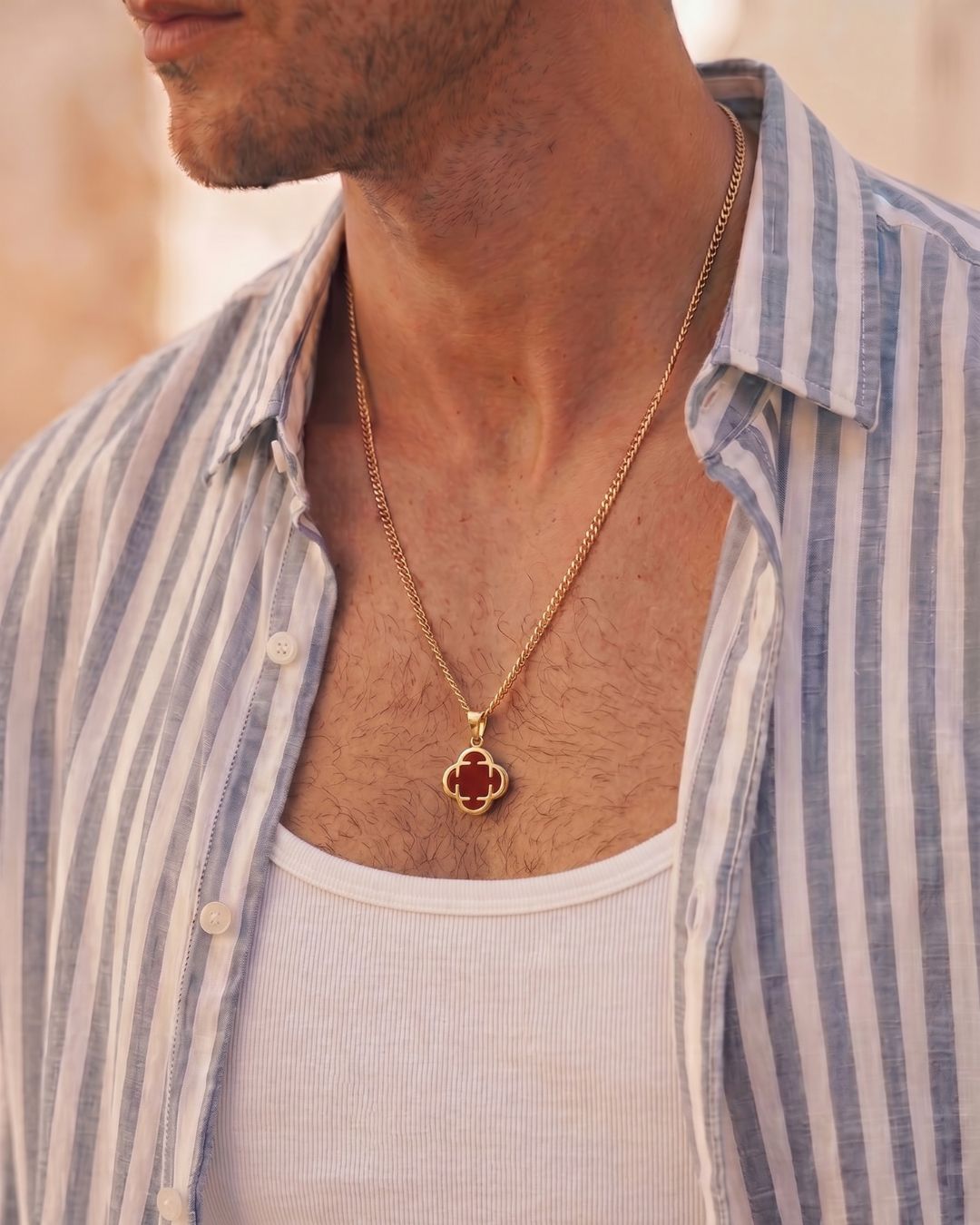 Charm Necklace | Burgundy Red Gold