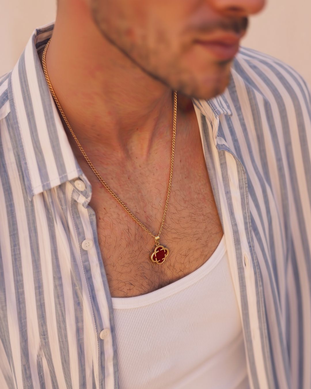 Charm Necklace | Burgundy Red Gold