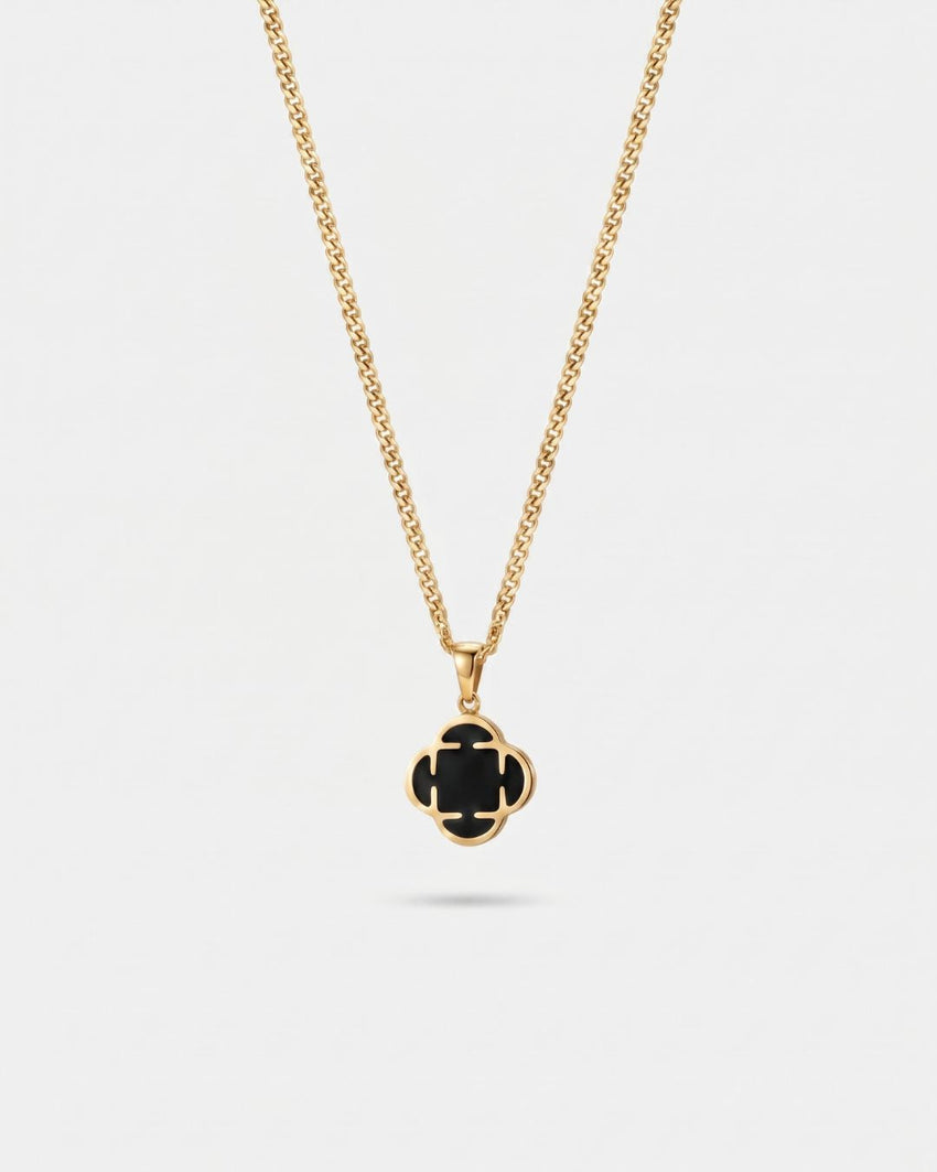 Charm Necklace | Onyx Black Gold