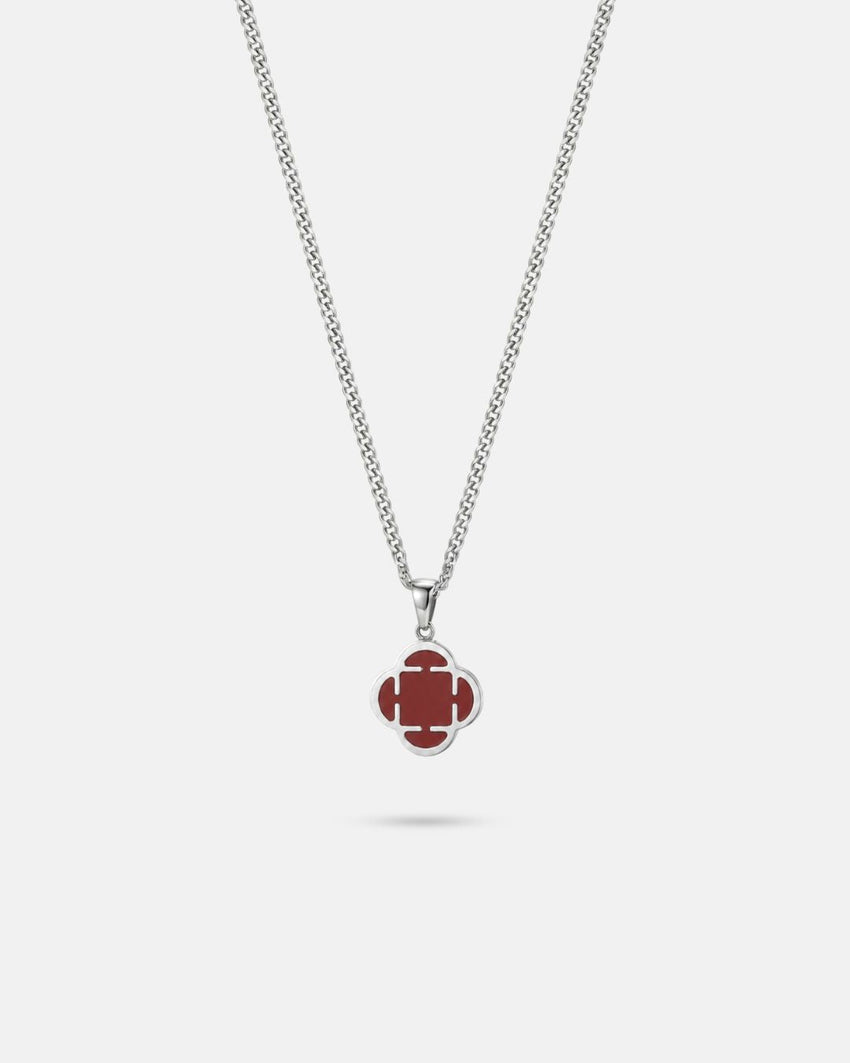 Charm Necklace | Burgundy Red Silver