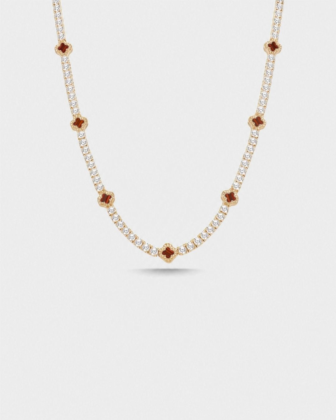 Clover Necklace | Burgundy Gold