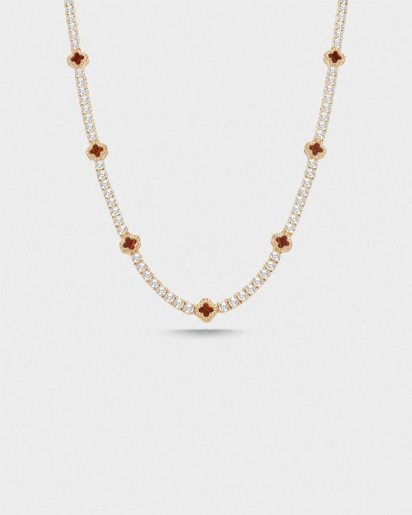 Clover Necklace | Burgundy Gold