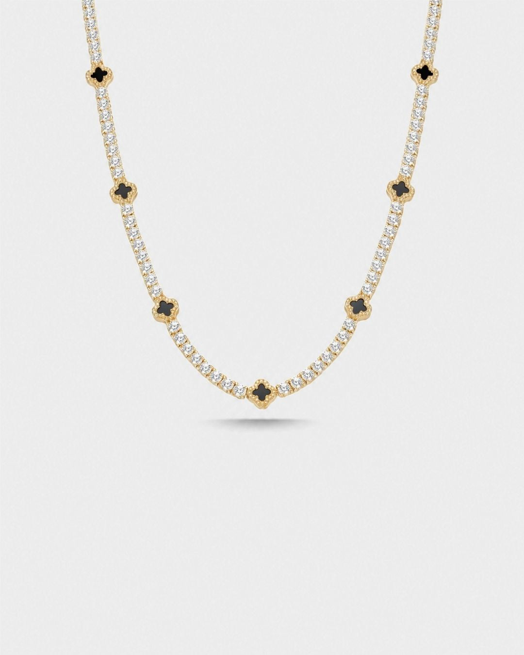 Clover Necklace | Onyx Black Gold