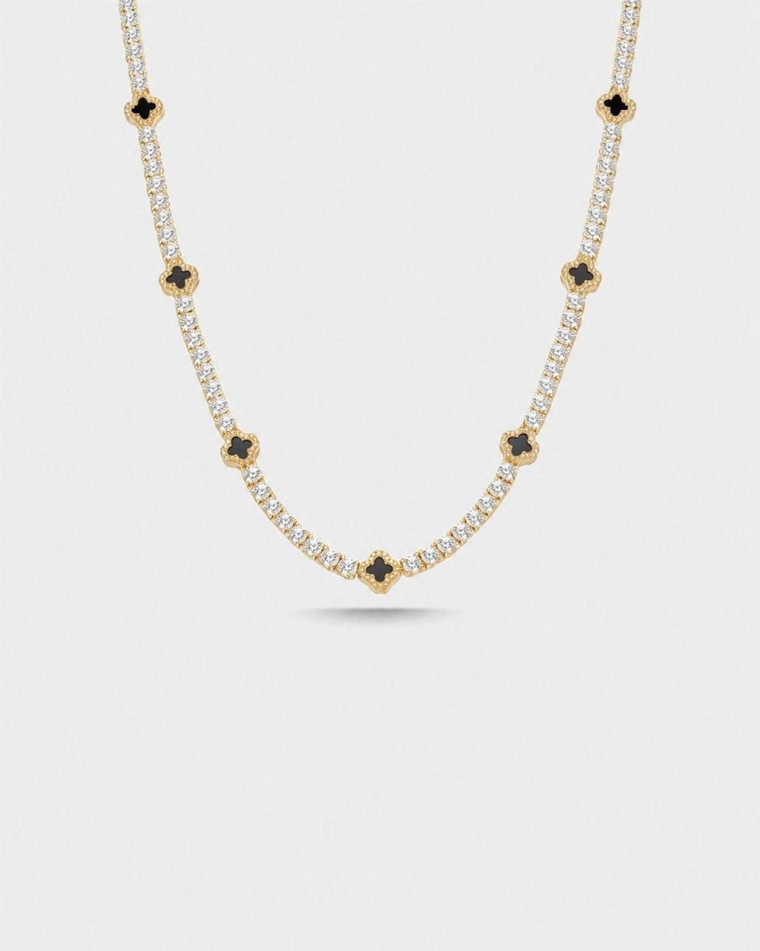 Clover Necklace | Onyx Black Gold