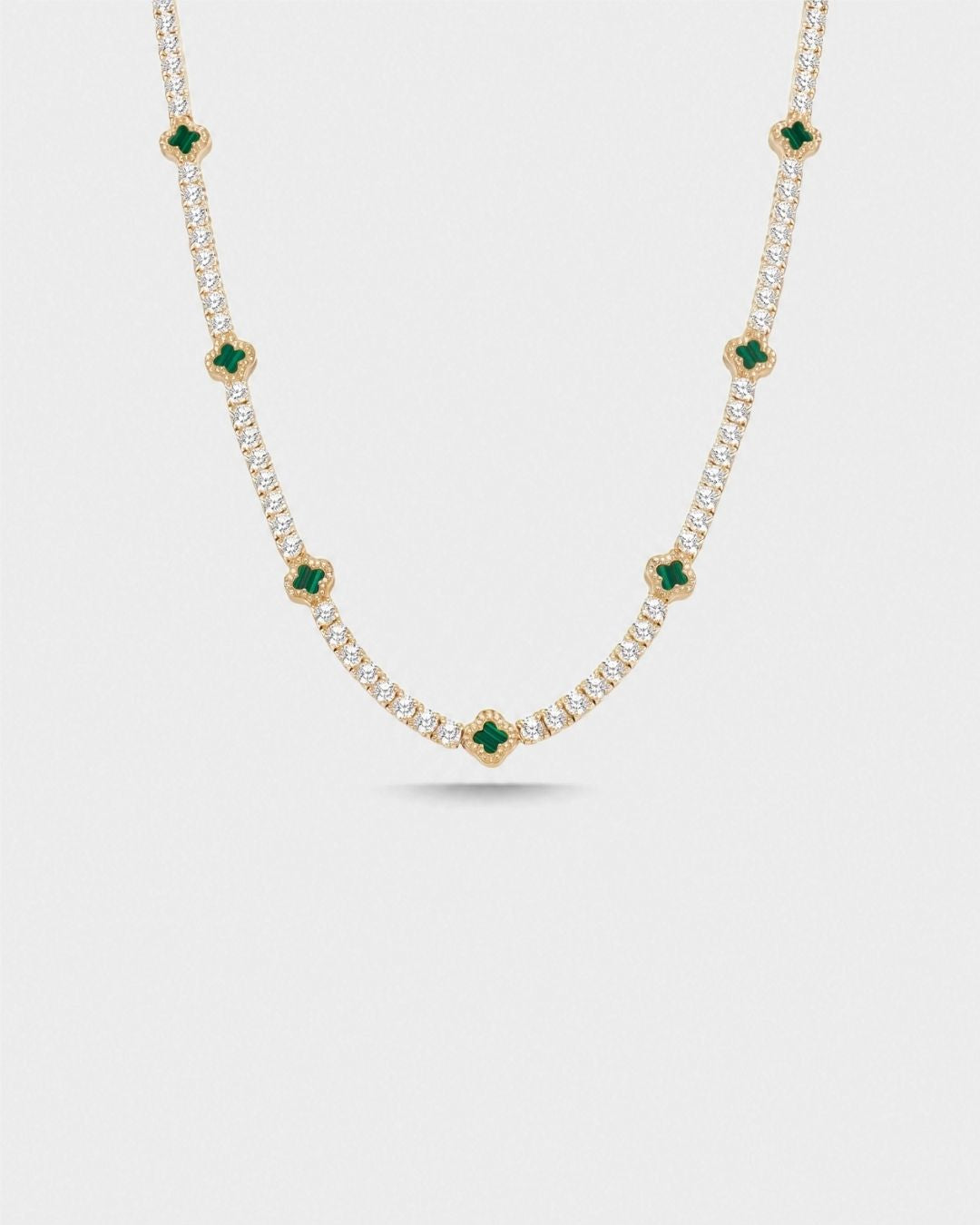 Clover Necklace | Malachite Gold