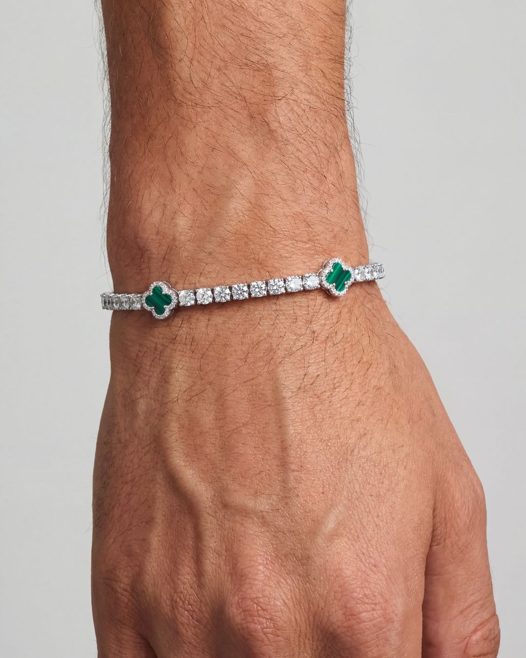 Clover Bracelet | Malachite Silver