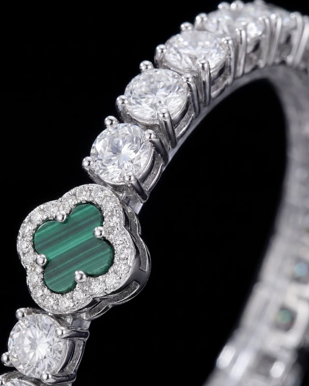 Clover Bracelet | Malachite Silver