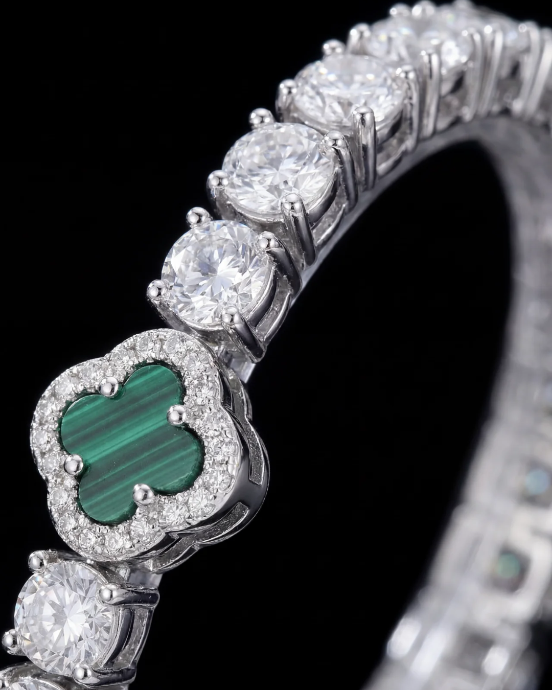 Clover Necklace | Malachite Silver