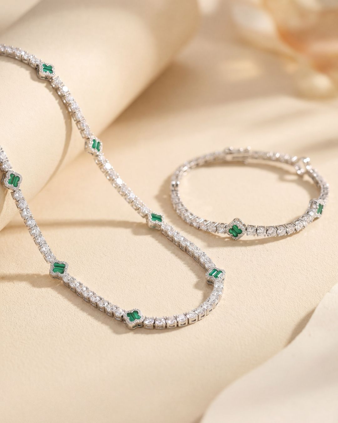 Clover Bracelet | Malachite Silver